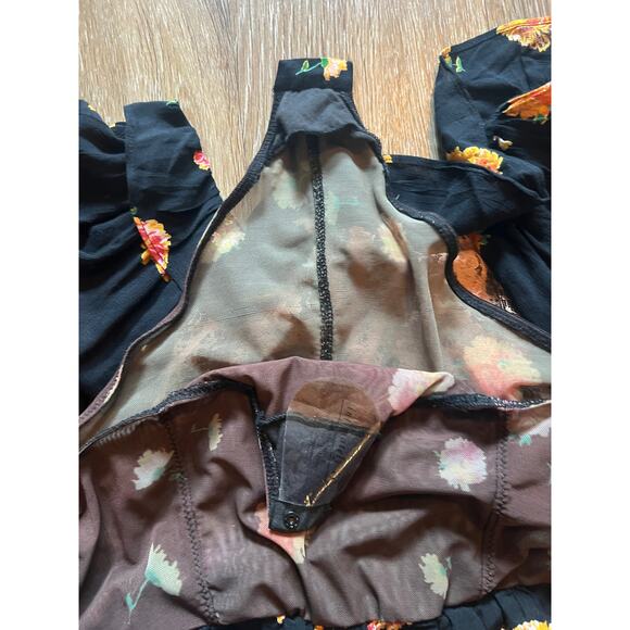Free People Poppy Printed Bodysuit Black Combo - Picture 9 of 12
